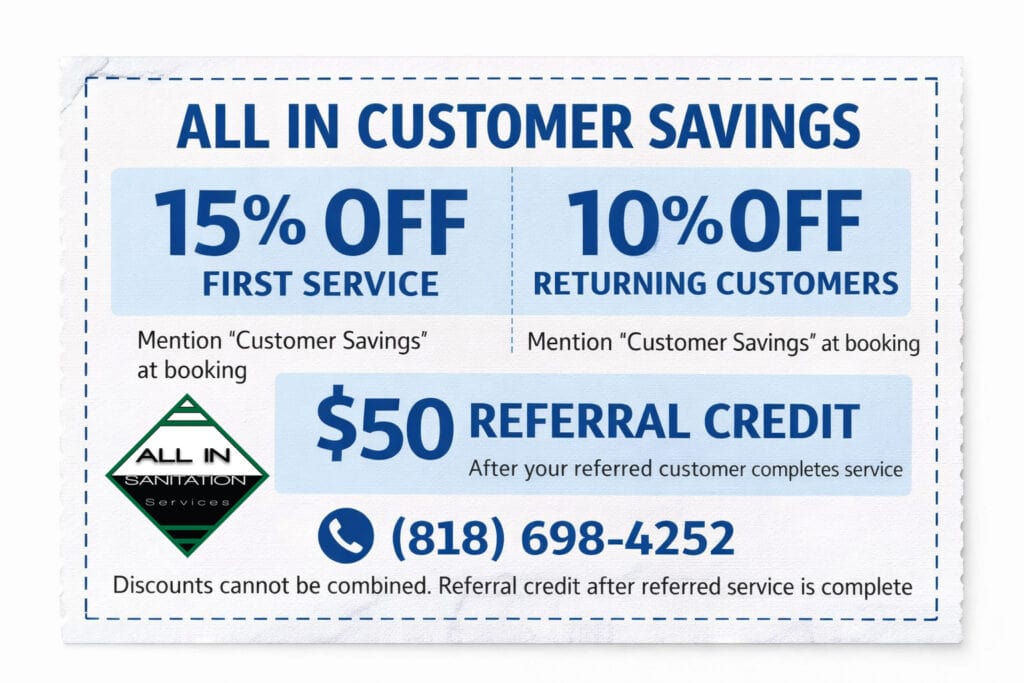 All In Sanitation Customer Savings Coupon