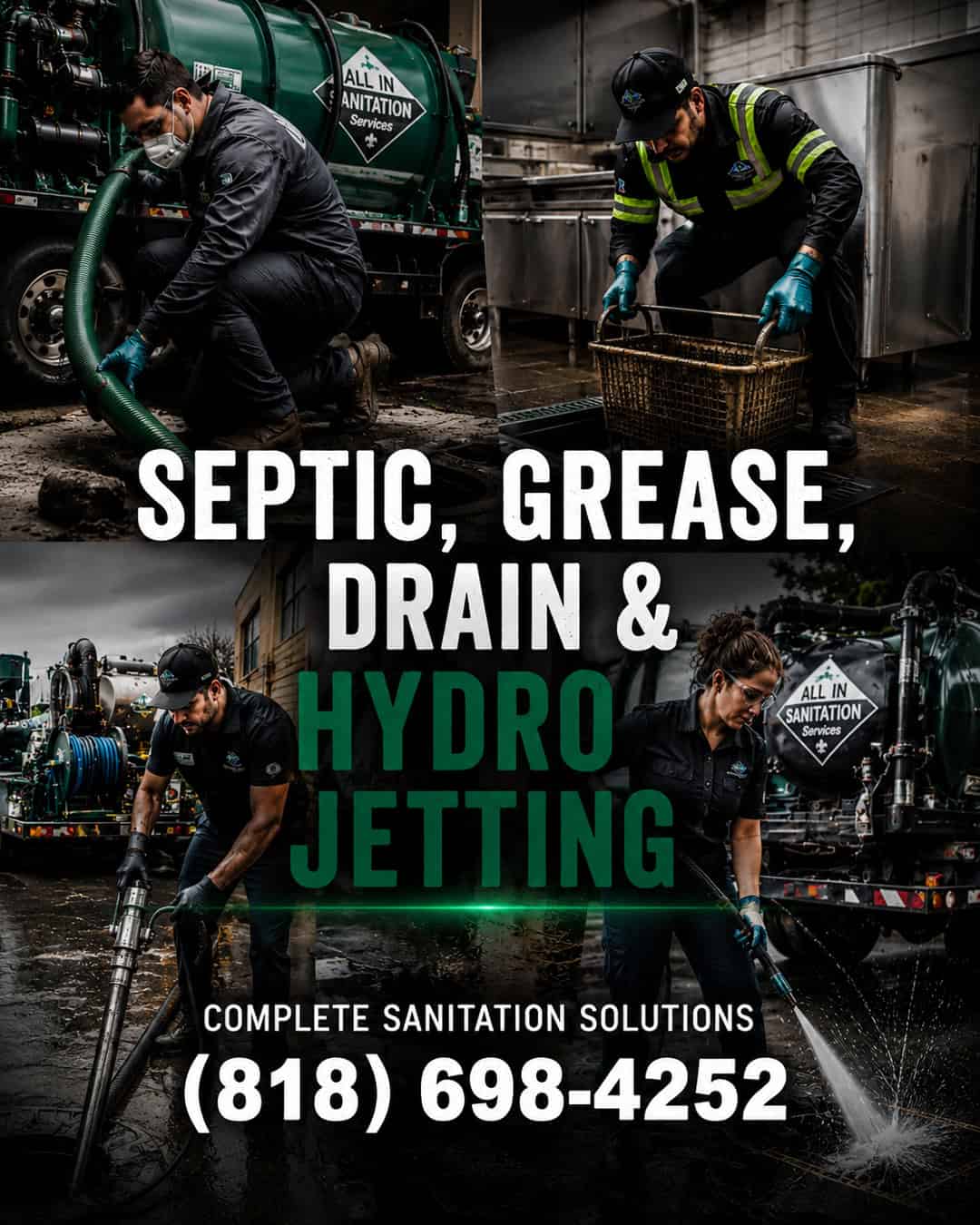 All In Sanitation septic, grease, drain and hydro-jetting services